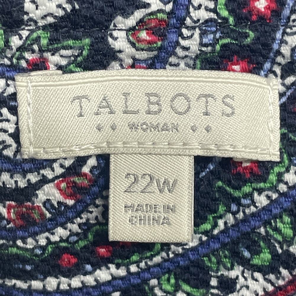 Talbots Womens 22W Plus Navy Red Paisley Cotton Stretch Sheath Dress Sleeveless - Picture 6 of 8